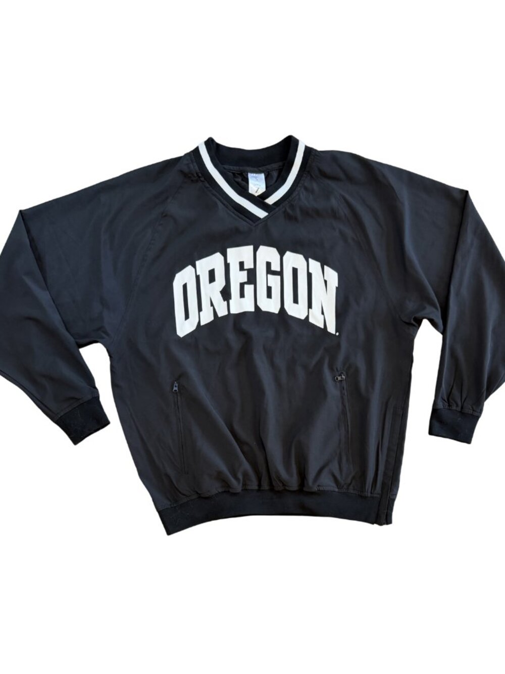 University of Oregon Retro Black and White Sporty Pullover Windbreaker Sz Small